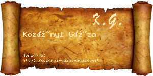 Kozányi Géza névjegykártya