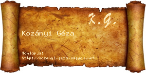 Kozányi Géza névjegykártya