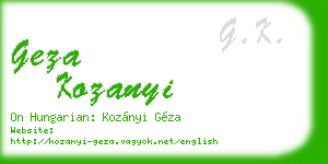 geza kozanyi business card